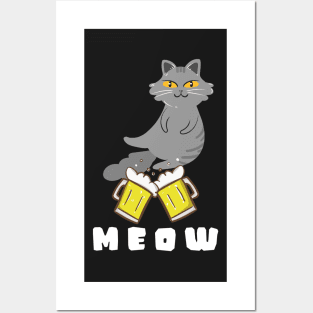 cat beer, cat drinking beer, beer cat, drinking cat, beer, cat, beer drinking gift, drinking animal Posters and Art